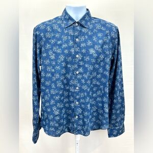 CULTURATA Men's Blue Casual pattern Button Down Shirt size M.